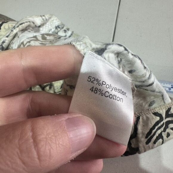 Lulu-B Women's Small 3/4 Sleeve Asymmetric Floral Print Retro Small Artsy Tan - Picture 8 of 10